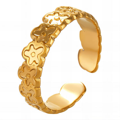 18K gold plated Stainless steel  Flowers finger ring, Mashalla