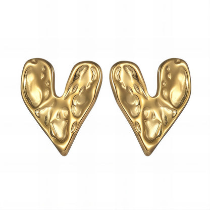 18K gold plated Stainless steel  Hearts earrings, Mashalla