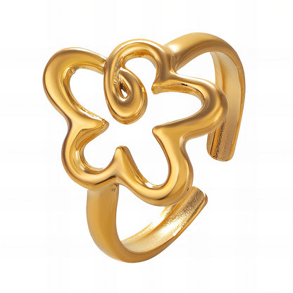 18K gold plated Stainless steel  Flower finger ring, Mashalla