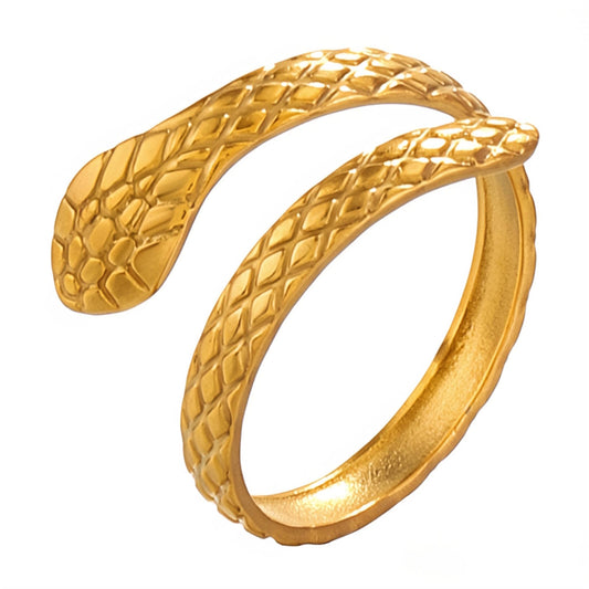 18K gold plated Stainless steel  Snake finger ring, Mashalla