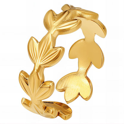 18K gold plated Stainless steel  Leafs finger ring, Mashalla