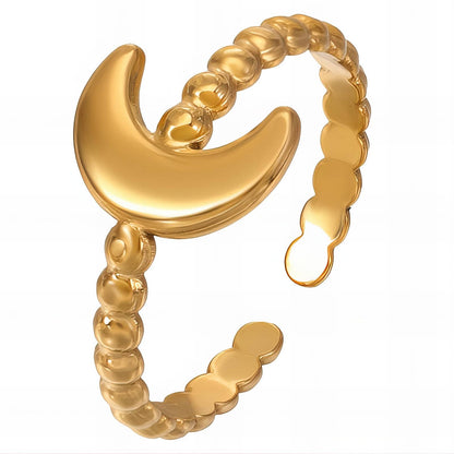 18K gold plated Stainless steel  Crescent finger ring, Mashalla