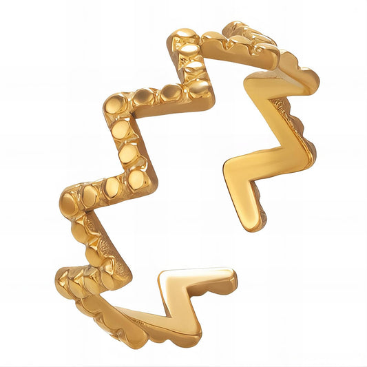 18K gold plated Stainless steel  Letter V finger ring, Mashalla