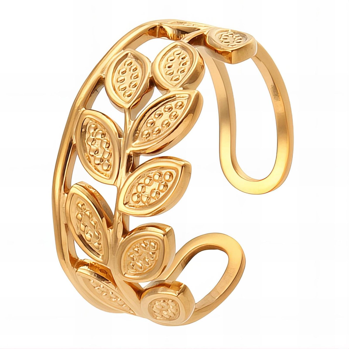 18K gold plated Stainless steel  Leafs finger ring, Mashalla