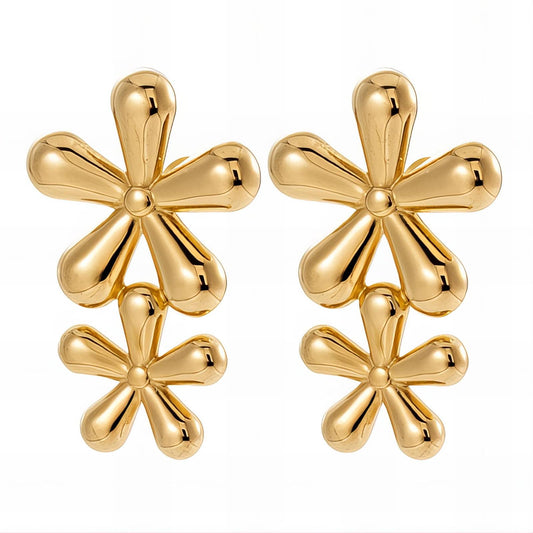 18K gold plated Stainless steel  Flowers earrings, Mashalla