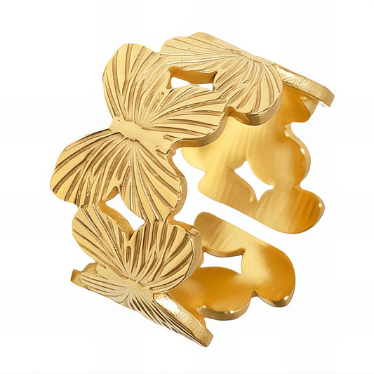 18K gold plated Stainless steel  Butterflies finger ring, Mashalla