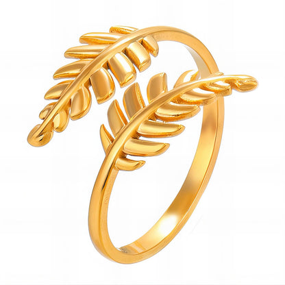 18K gold plated Stainless steel  Leafs finger ring, Mashalla