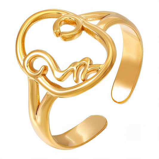 18K gold plated Stainless steel finger ring, Mashalla