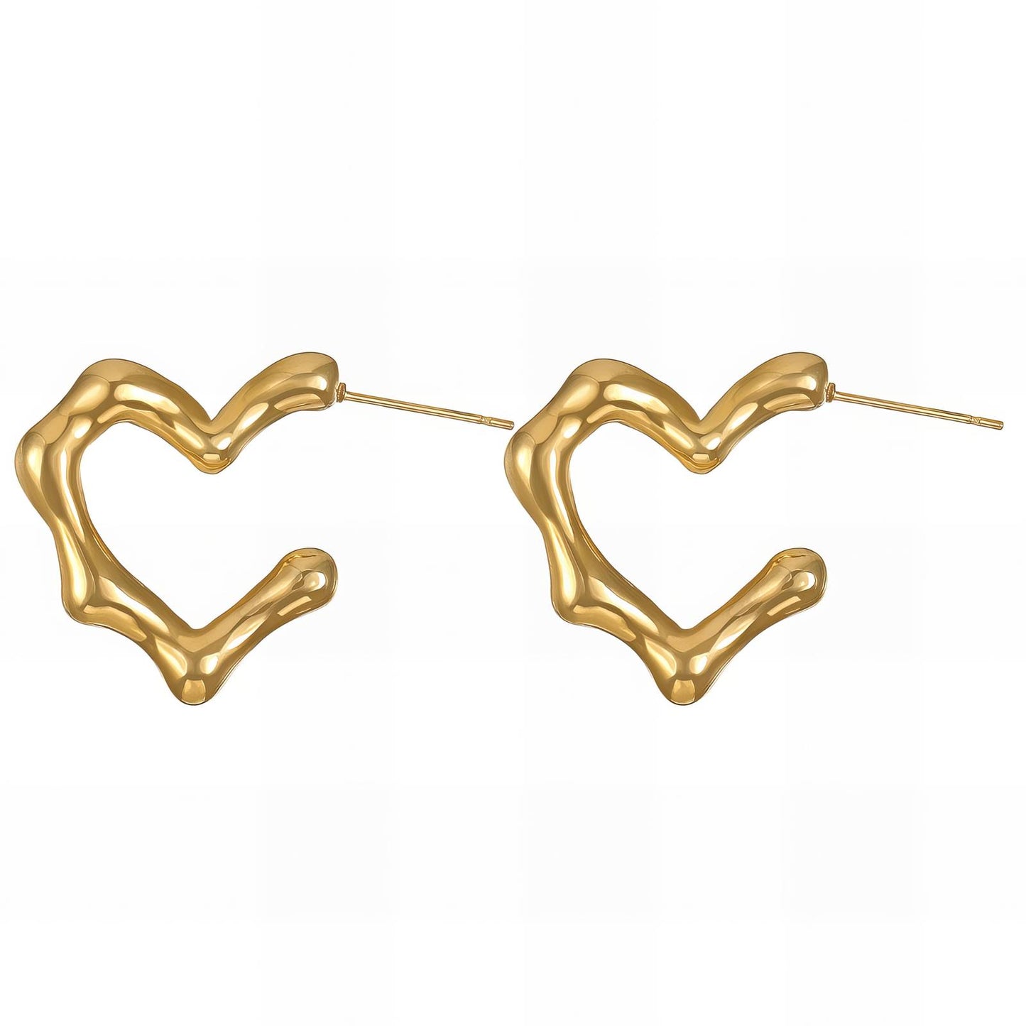 18K gold plated Stainless steel  Hearts earrings, Mashalla