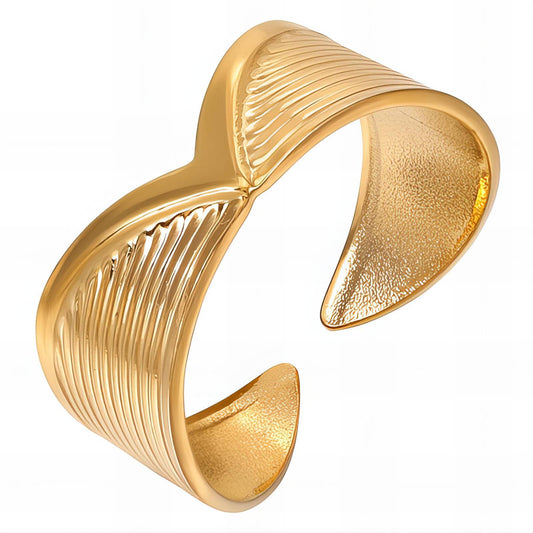 18K gold plated Stainless steel  Letter V finger ring, Mashalla