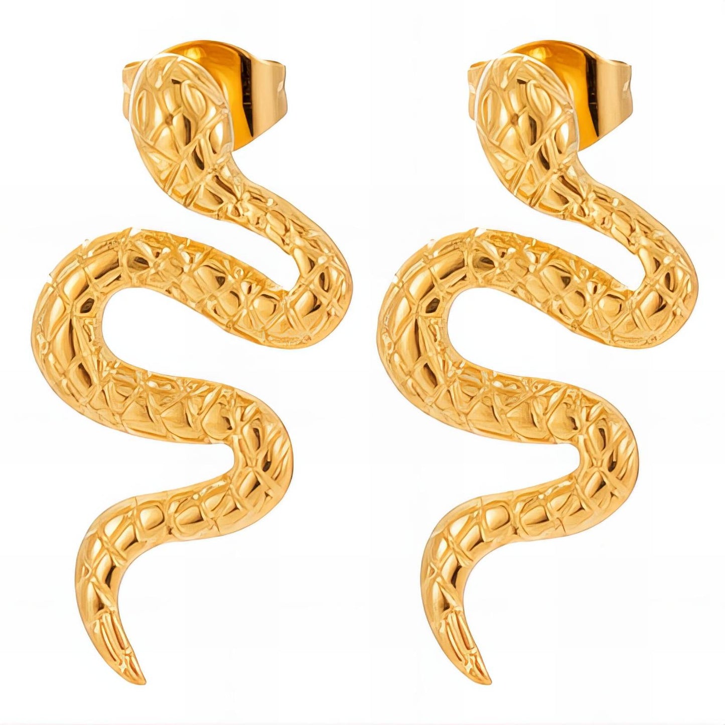 18K gold plated Stainless steel  Snakes earrings, Mashalla