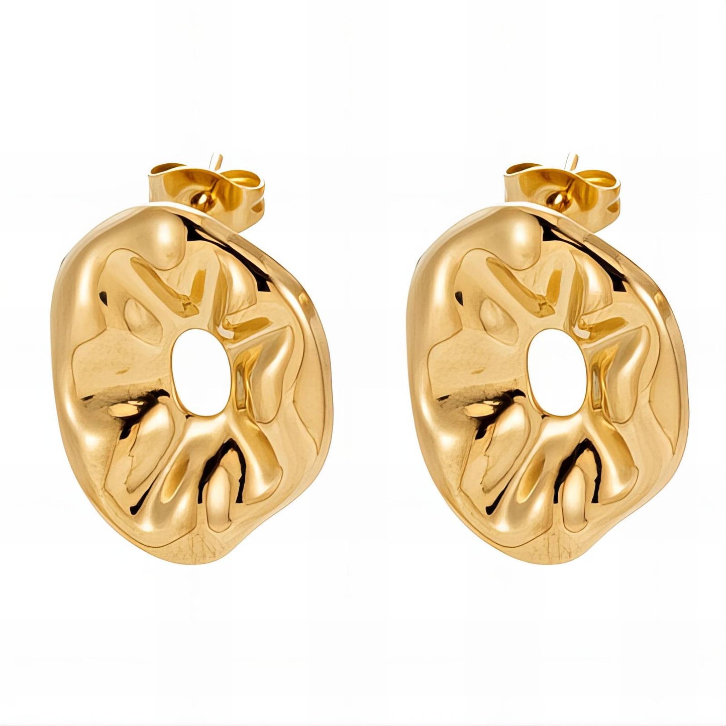 18K gold plated Stainless steel  Flowers earrings, Mashalla