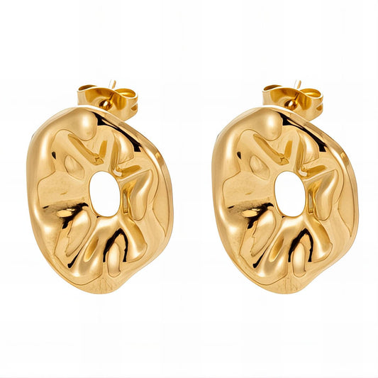 18K gold plated Stainless steel  Flowers earrings, Mashalla