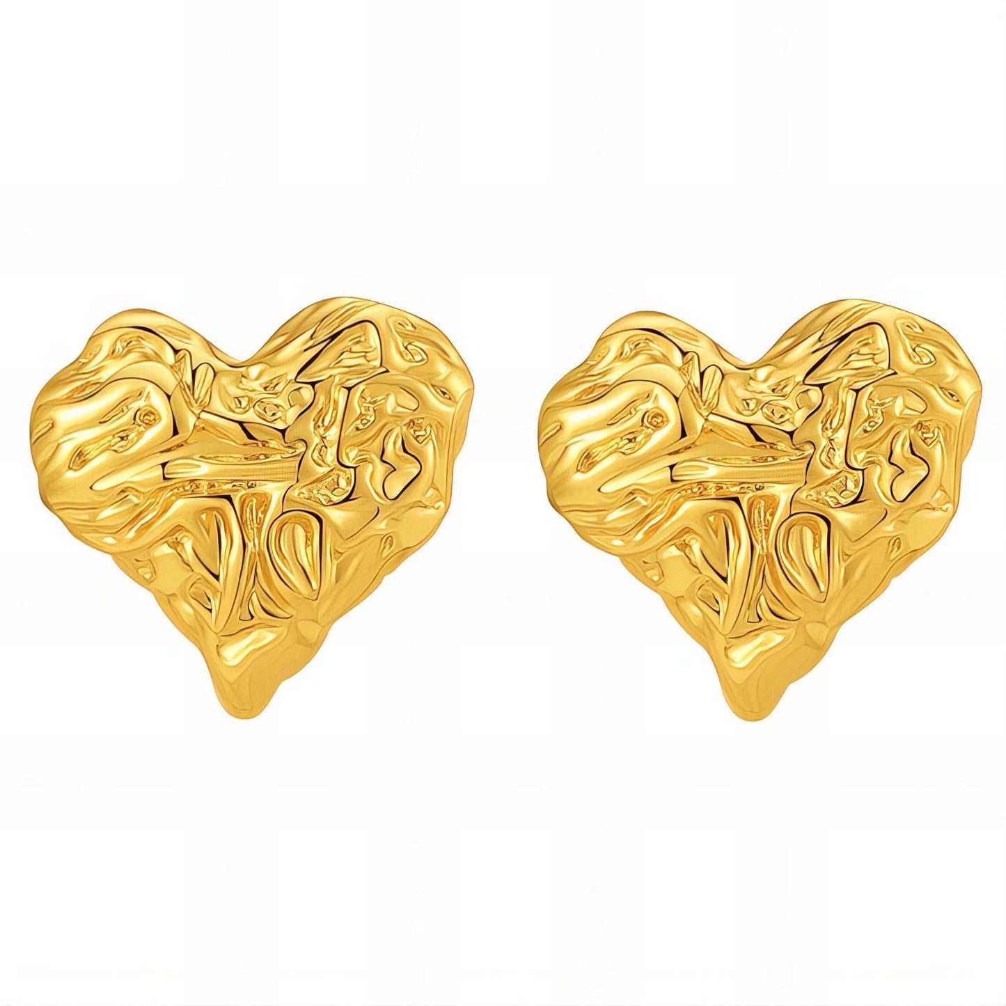 18K gold plated Stainless steel  Hearts earrings, Mashalla