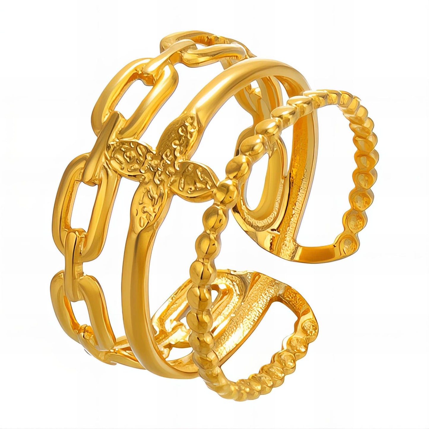 18K gold plated Stainless steel  Flower finger ring, Mashalla