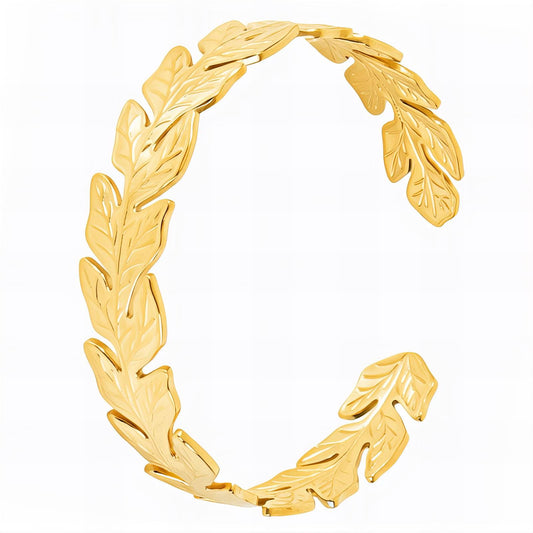 18K gold plated Stainless steel  Leafs bracelet, Mashalla