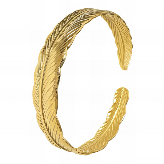 18K gold plated Stainless steel  Feather bracelet, Mashalla