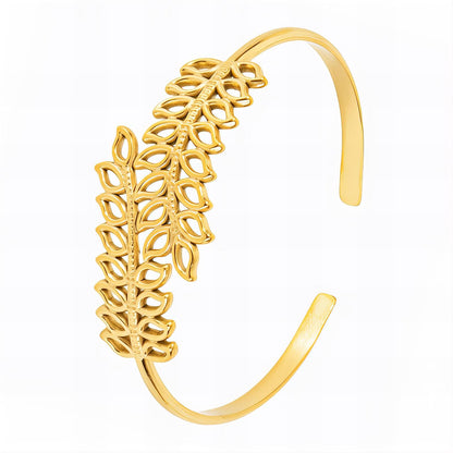 18K gold plated Stainless steel  Leafs bracelet, Mashalla