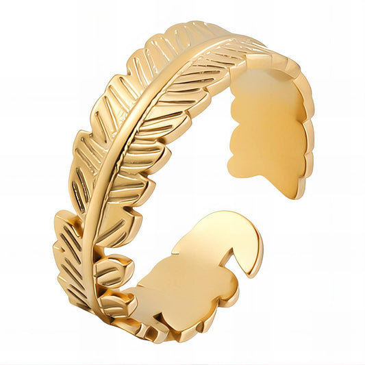 18K gold plated Stainless steel  Leaf finger ring, Mashalla