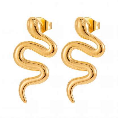 18K gold plated Stainless steel  Snakes earrings, Mashalla