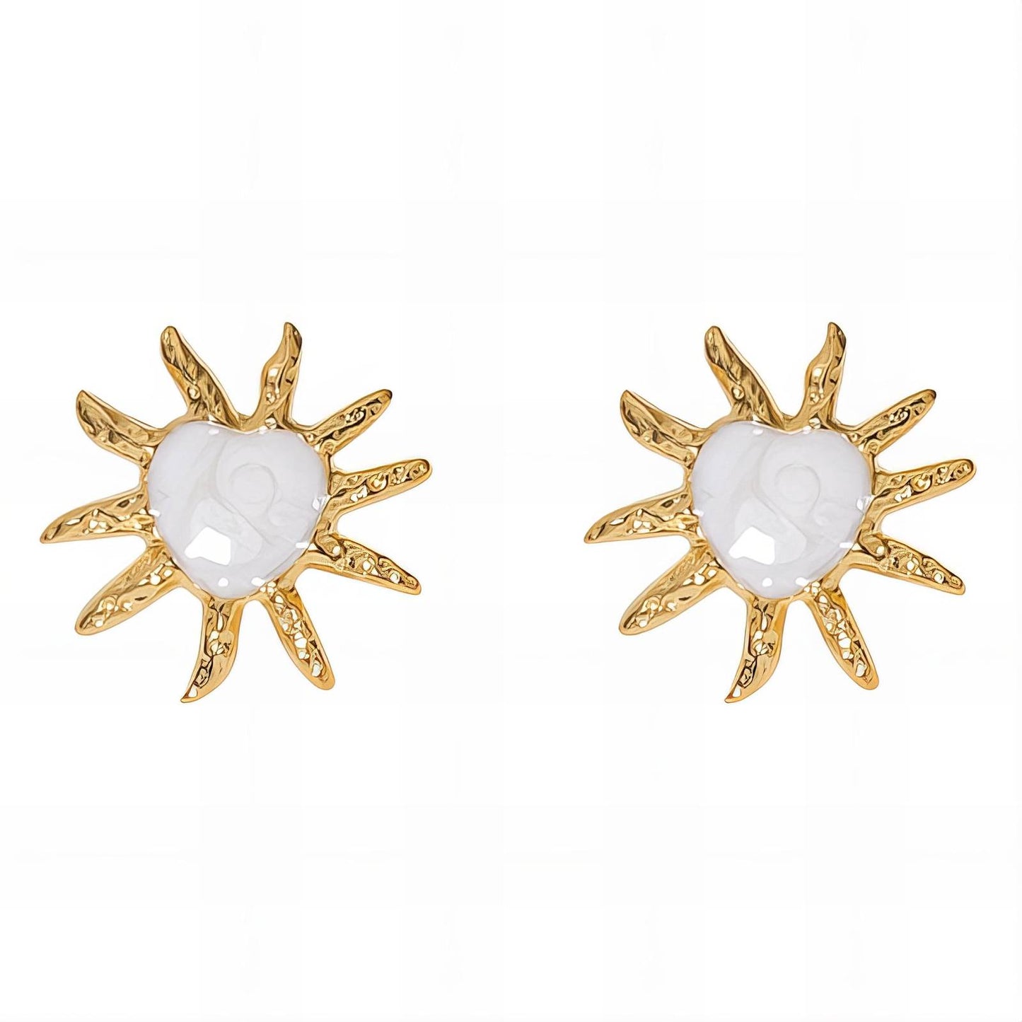 18K gold plated Stainless steel  Sun earrings, Mashalla