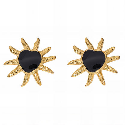 18K gold plated Stainless steel  Sun earrings, Mashalla