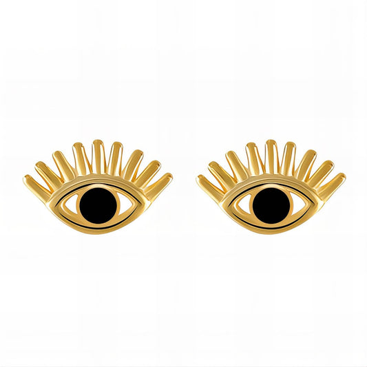 18K gold plated Stainless steel  Evil Eyes earrings, Mashalla