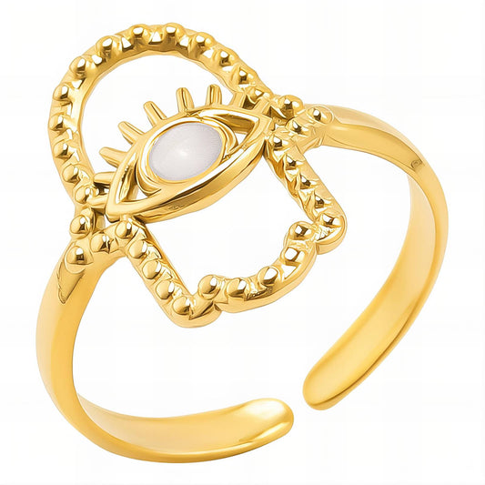 18K gold plated Stainless steel  Evil Eye finger ring, Mashalla