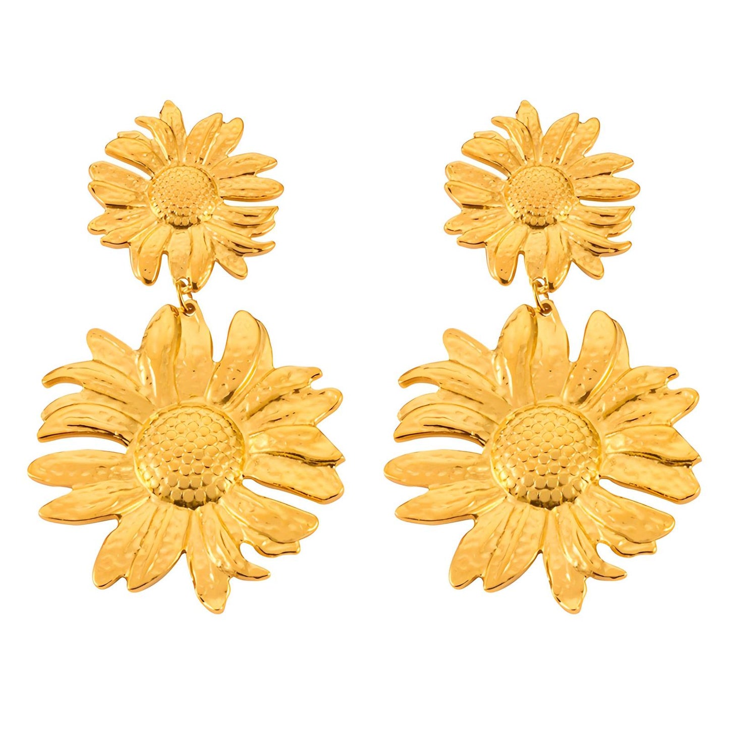 18K gold plated Stainless steel  Flowers earrings, Mashalla