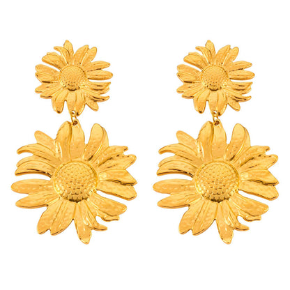 18K gold plated Stainless steel  Flowers earrings, Mashalla