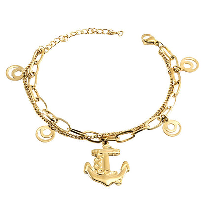 18K gold plated Stainless steel  Anchor bracelet, Mashalla