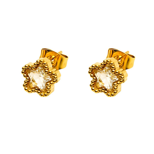 18K gold plated Stainless steel  Flowers earrings, Mashalla