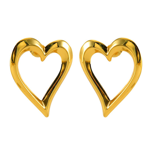 18K gold plated Stainless steel  Hearts earrings, Mashalla