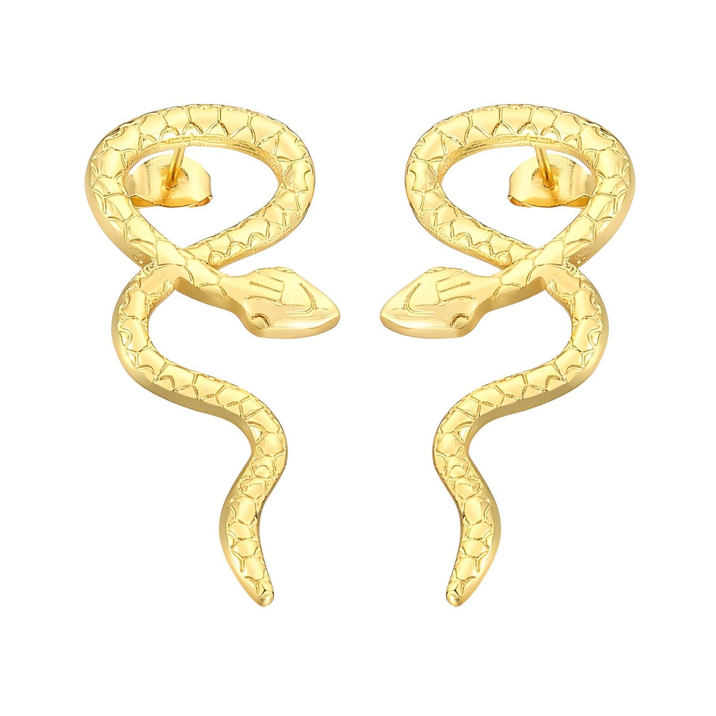 18K gold plated Stainless steel  Snakes earrings, Mashalla