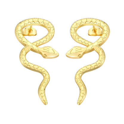 18K gold plated Stainless steel  Snakes earrings, Mashalla