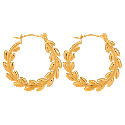 18K gold plated Stainless steel  Leafs earrings, Mashalla