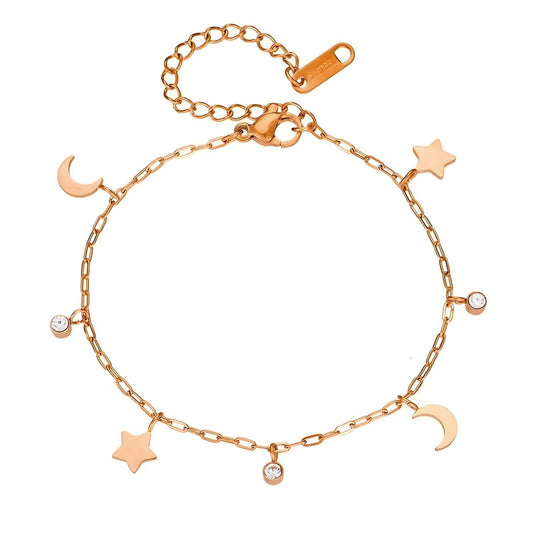 18K gold plated Stainless steel  Crescent and Star bracelet, Mashalla