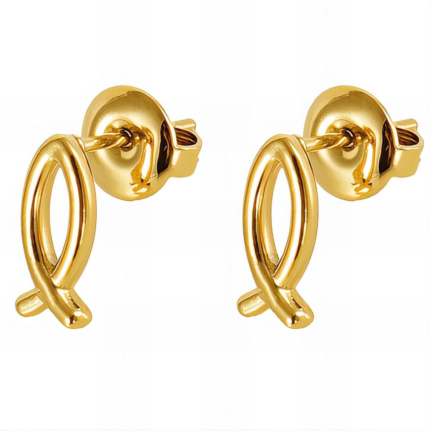 18K gold plated Stainless steel  Fishs earrings, Mashalla