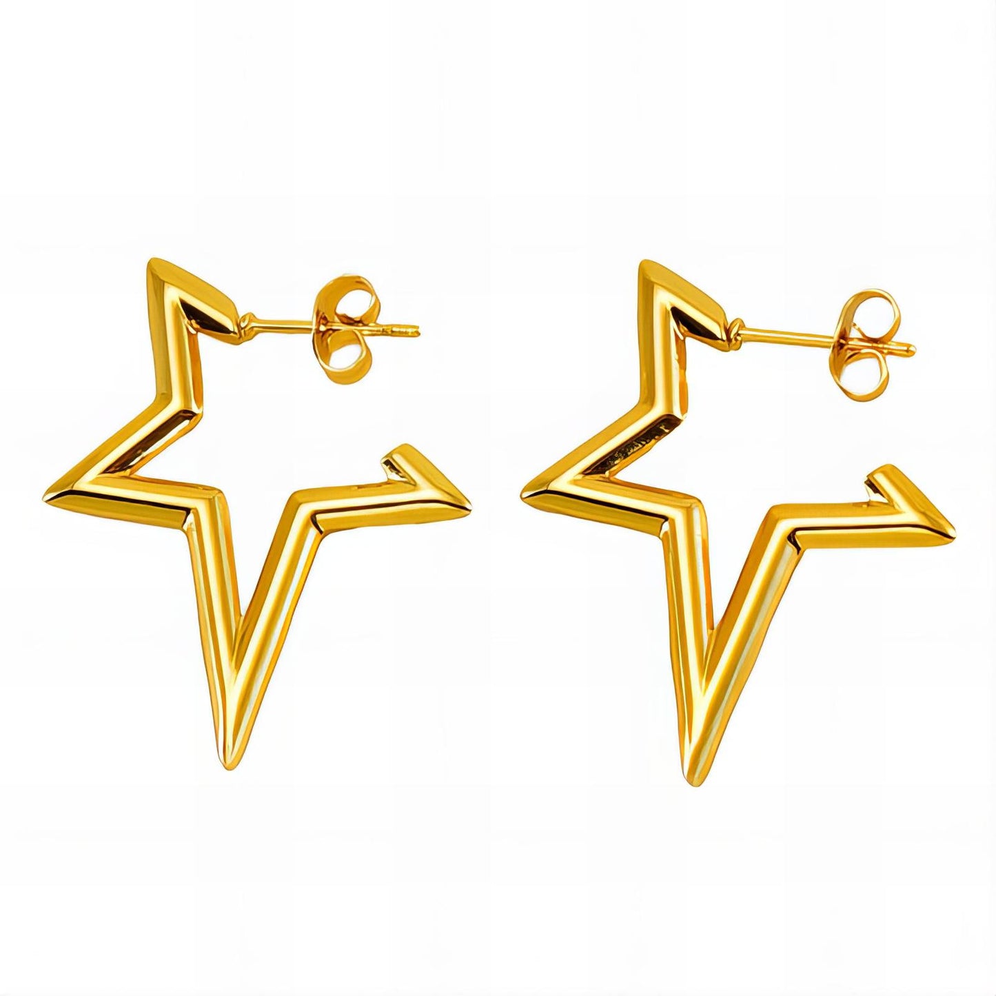 18K gold plated Stainless steel  Stars earrings, Mashalla