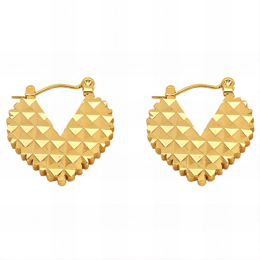 18K gold plated Stainless steel  Hearts earrings, Mashalla