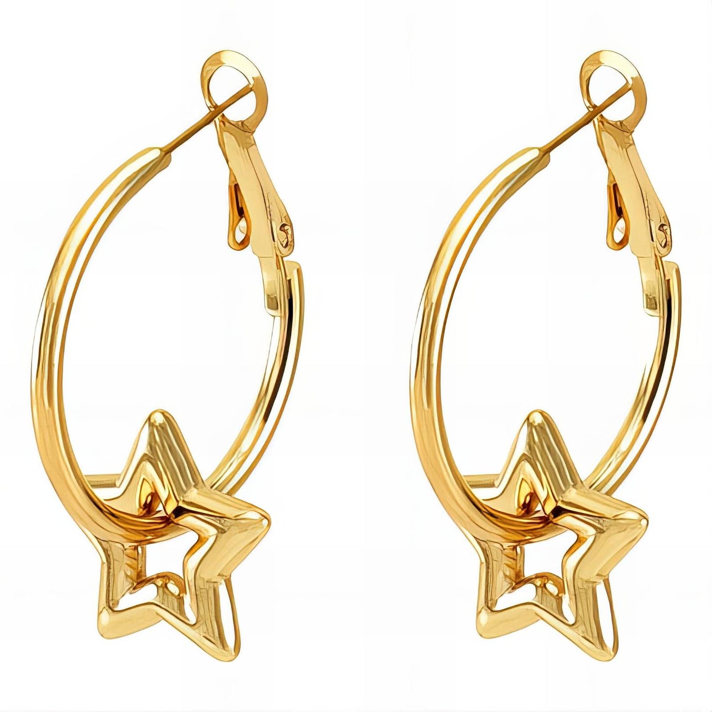 18K gold plated Stainless steel  Stars earrings, Mashalla