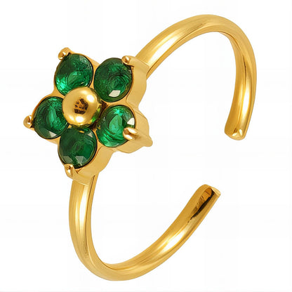 18K gold plated Stainless steel  Flower finger ring, Mashalla