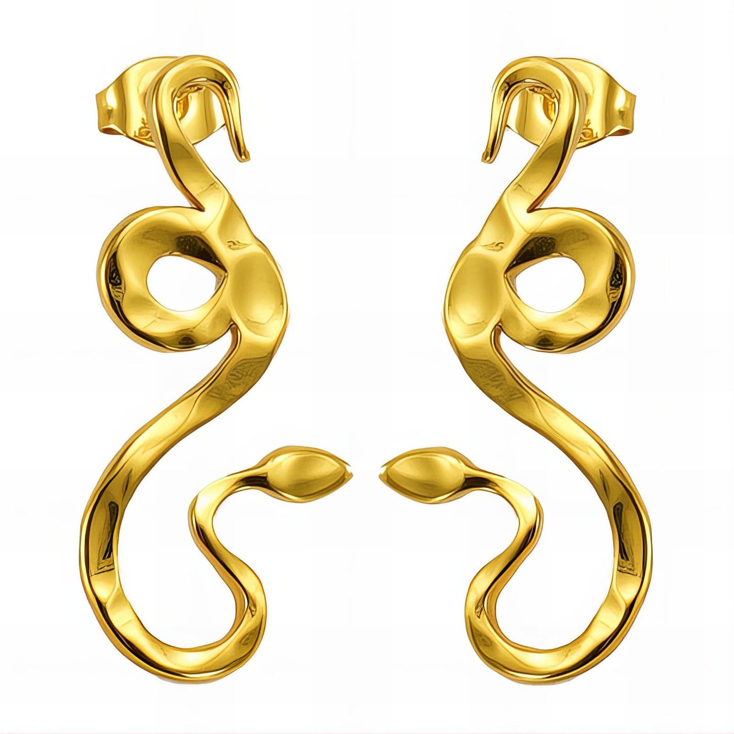 18K gold plated Stainless steel  Snakes earrings, Mashalla