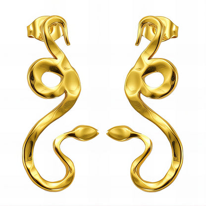 18K gold plated Stainless steel  Snakes earrings, Mashalla