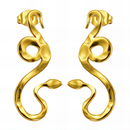 18K gold plated Stainless steel  Snakes earrings, Mashalla