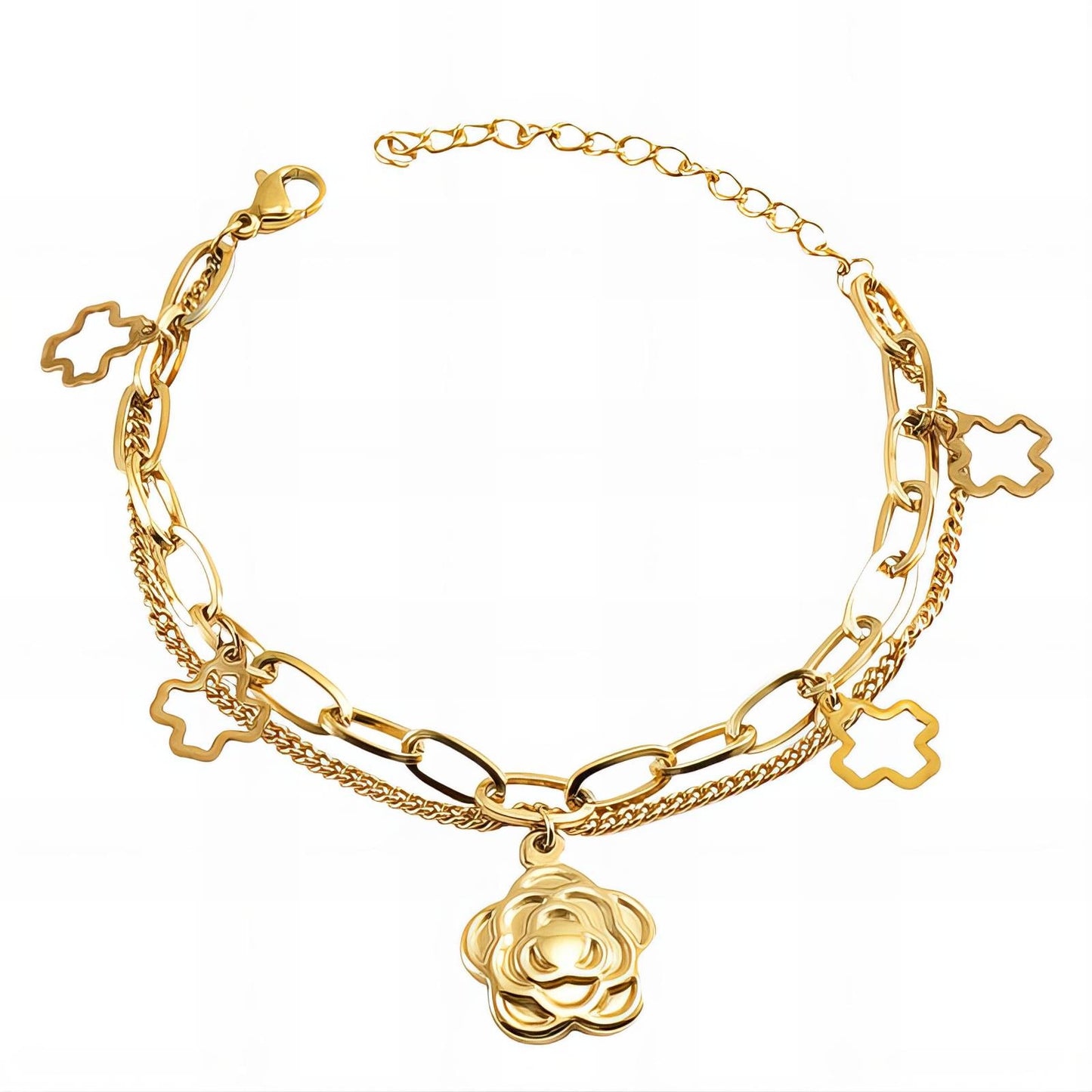 18K gold plated Stainless steel  Flowers bracelet, Mashalla