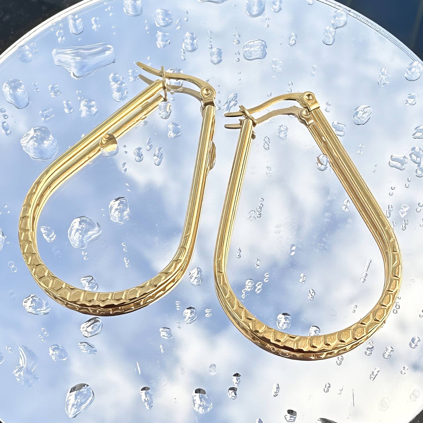 18K gold plated Stainless steel earrings, Mashalla