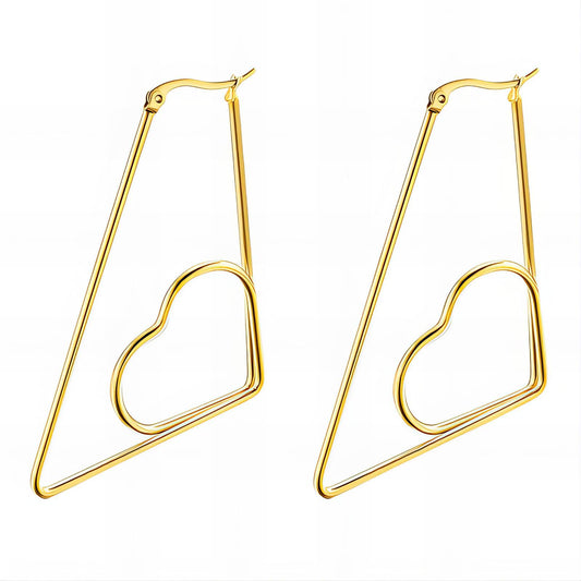 18K gold plated Stainless steel  Hearts earrings, Mashalla