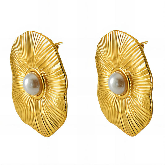 18K gold plated Stainless steel  Flowers earrings, Mashalla