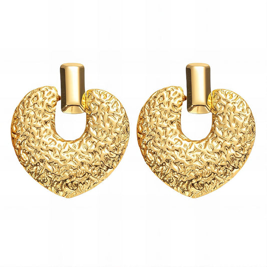 18K gold plated Stainless steel  Hearts earrings, Mashalla